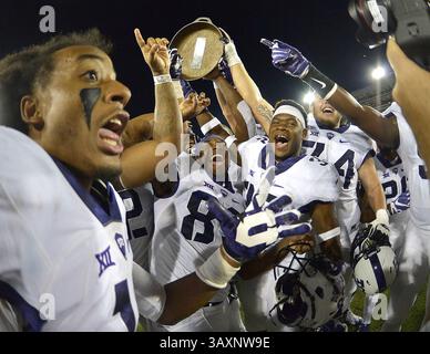 23. September 2016: Dallas, TX, USA - die Texas Christian Horned Frogs feiern am Freitag, 23. September 2016, im Gerald J. Ford Stadium in Dallas mit einem 33-3 Sieg gegen Southern Methodist. (Kreditbild: © Max Faulkner/TNS via ZUMA Wire) Stockfoto