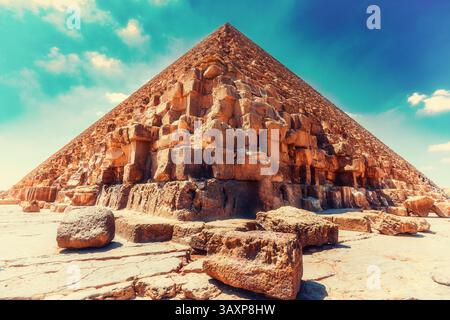 Pyramide von Khufu oder große Pyramide von Gizeh Stockfoto