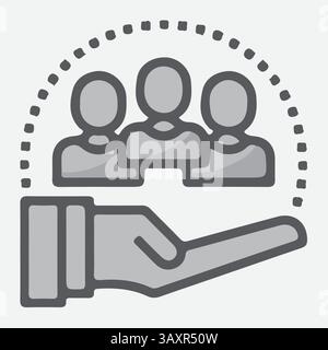 Symbole für Vektorverantwortung, Symbole für Kundenservice, Symbole für Freundschaft und Grafikelemente in Premiumqualität. Moderne Schilder, lineare Piktogramme Stock Vektor