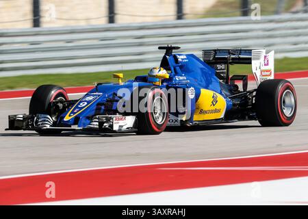 Oktober 2016 – Austin, Texas, USA S - Formel-1-Fahrer üben vor dem Rennen auf der Rennstrecke Circuit of the Americas in Austin, Texas. (Bild: © Dan Wozniak via ZUMA Wire) Stockfoto