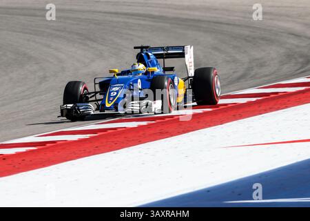 Oktober 2016 – Austin, Texas, USA S - Formel-1-Fahrer üben vor dem Rennen auf der Rennstrecke Circuit of the Americas in Austin, Texas. (Bild: © Dan Wozniak via ZUMA Wire) Stockfoto