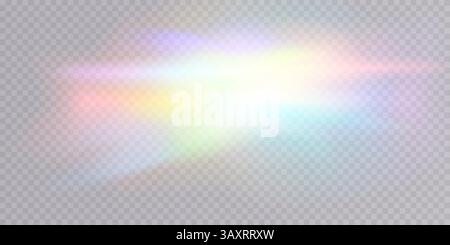 Sanfte Lichtreflexion mit atemberaubenden Regenbogentönen auf einer kristallklaren Hintergrundoberfläche Stock Vektor