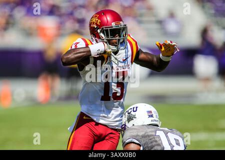 September 2016 – Fort Worth, Texas, USA Der Wide Receiver Dondre Daley (13) im Spiel zwischen den Iowa State Cyclones und den TCU Horned Frogs im Amon G. Carter Stadium in Fort Worth, Texas. (Bild: © Dan Wozniak via ZUMA Wire) Stockfoto