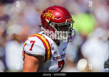September 2016 – Fort Worth, Texas, USA Der Quarterback Joel Lanning (7) der Iowa State Cyclones im Amon G. Carter Stadium in Fort Worth, Texas, spielte während des Spiels zwischen den Iowa State Cyclones und den TCU Horned Frogs. (Bild: © Dan Wozniak via ZUMA Wire) Stockfoto