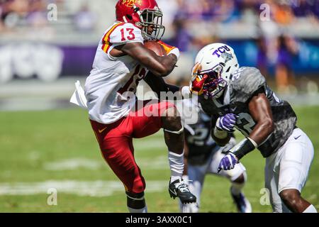 September 2016 – Fort Worth, Texas, USA Der Wide Receiver Dondre Daley (13) im Spiel zwischen den Iowa State Cyclones und den TCU Horned Frogs im Amon G. Carter Stadium in Fort Worth, Texas. (Bild: © Dan Wozniak via ZUMA Wire) Stockfoto