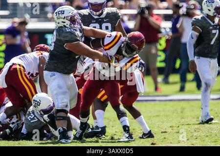 September 2016 – Fort Worth, Texas, USA Der Linebacker Reggan Northrup (9) im Spiel zwischen Iowa State Cyclones und den TCU Horned Frogs im Amon G. Carter Stadium in Fort Worth, Texas. (Bild: © Dan Wozniak via ZUMA Wire) Stockfoto
