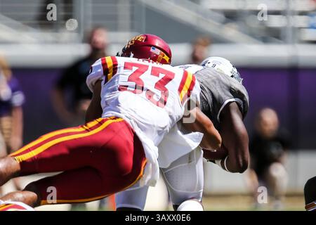 September 2016 – Fort Worth, Texas, USA S - Iowa State Cyclones Defensive Back Braxton Lewis (33) im Spiel zwischen Iowa State Cyclones und den TCU Horned Frogs im Amon G. Carter Stadium in Fort Worth, Texas. (Bild: © Dan Wozniak via ZUMA Wire) Stockfoto