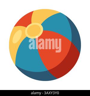 Strandball für Sommeraktivitäten und Schwimmen. Karikaturstil isolierte Vektorillustration auf weißem Hintergrund. Stock Vektor