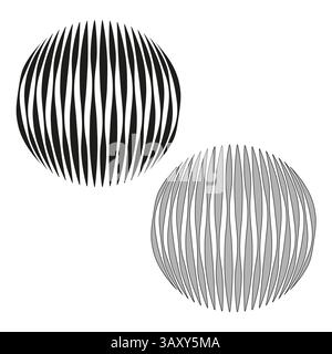 Abstrakte ovale Form. Schwarze optische Täuschung. Grau gekrümmte Struktur. Modernes Vektor-Element. Stock Vektor