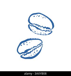 Handgezeichnete blaue Kauriesmuscheln isoliert auf weißem Hintergrund für tropisches Sommerdesign und Dekoration Stock Vektor