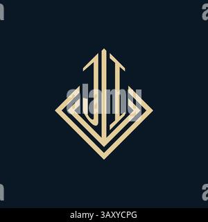 Initialen JI Logo Rautenlinien Form Stil, Luxus moderne Immobilien Logo Design Vektor Grafik Stock Vektor