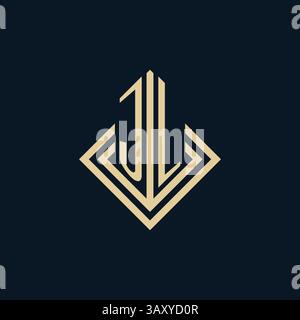 Initialen JL Logo Rautenlinien Form Stil, Luxus moderne Immobilien Logo Design Vektorgrafik Stock Vektor