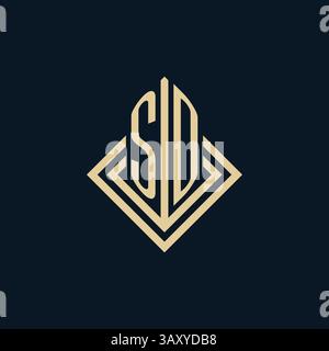 Initialen SD Logo Rautenlinien Form Stil, Luxus moderne Immobilien Logo Design Vektor Grafik Stock Vektor