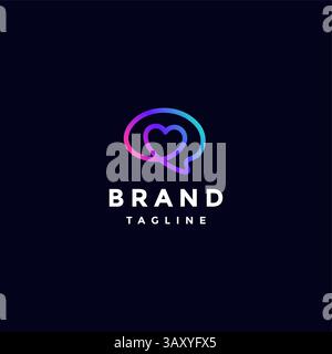 Herzsymbol Im Design Des Brain Symbol Logos. Durchgehendes Design mit Silhouette-Linien für Gehirn und Herz. Stock Vektor