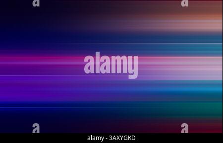 Verwischt rot leuchtende Linien. Abstrakter Neonhintergrund. Futuristische Strahlkraft. Unschärfe leuchtende marineblaurote Farbkurve Streifen helle Flare Bewegung im Dunkeln Stockfoto