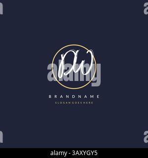Initial Letter DW Logo Monogramm femininer Stil mit kreisenden Design Ideen Vektorgrafik Stock Vektor