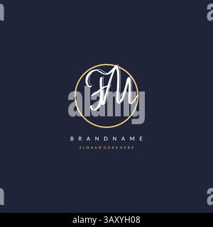Initial Letter FM-Logo Monogramm femininer Stil mit kreisenden Design Ideen Vektorgrafik Stock Vektor