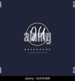 Initial Letter IU Logo Monogramm femininer Stil mit kreisenden Design Ideen Vektorgrafik Stock Vektor