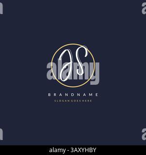 Initial Letter JS Logo Monogramm femininer Stil mit kreisenden Design Ideen Vektorgrafik Stock Vektor