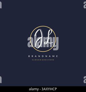 Initial Letter JL Logo Monogramm femininer Stil mit kreisenden Design Ideen Vektorgrafik Stock Vektor