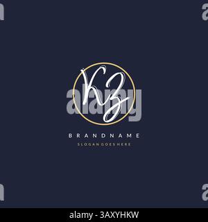 Initial Letter KZ Logo Monogramm femininer Stil mit kreisförmigem Design Ideen Vektorgrafik Stock Vektor