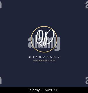 Initial Letter QD-Logo Monogramm femininer Stil mit kreisenden Design Ideen Vektorgrafik Stock Vektor