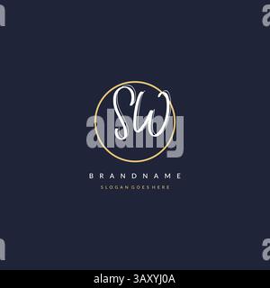 Initial Letter SW Logo Monogramm femininer Stil mit kreisenden Design Ideen Vektorgrafik Stock Vektor
