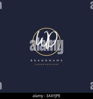 Initial Letter WD Logo Monogramm femininer Stil mit kreisenden Design Ideen Vektorgrafik Stock Vektor