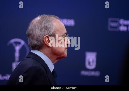 Madrid, Spanien. April 2025. Florentino Perez, Präsident von Real Madrid, nimmt 2025 an den Laureus World Sports Awards in Madrid, Spanien Teil. Credit: SOPA Images Limited/Alamy Live News Stockfoto