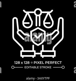 Freiheit von willkürlicher Verhaftung und Exil Pixel perfekte weiße Linie Symbol Stock Vektor