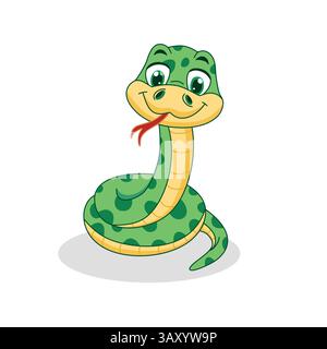 Niedliche Schlange Cartoon Vektor Illustration auf weißem Hintergrund Stock Vektor
