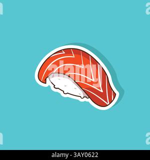Vektor-Illustration Lachs Sushi Aufkleber Stock Vektor