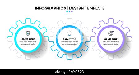 Infografik-Vorlage mit Symbolen und 3 Optionen oder Schritten. Zahnräder. Kann für Workflow-Layout, Diagramm, Banner, webdesign verwendet werden. Vektorgrafik Stock Vektor