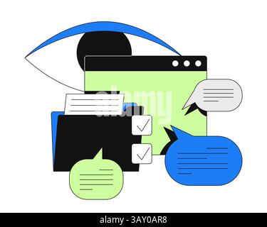 Übersicht über Webinhalte und Kommunikation 2D Onboarding ui Illustration Stock Vektor