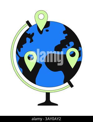 GLOBE Map Pins 2D Onboarding ui Illustration Stock Vektor