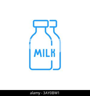 Blaues Symbol für dünne Milchflasche Stock Vektor