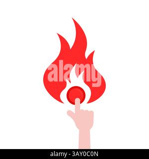 Drücken Sie mit dem Finger auf den roten Feueralarm-Taster Stock Vektor