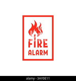 Roter einfacher Rahmen wie Feueralarm-Emblem Stock Vektor