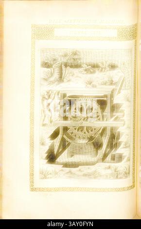 Eine detaillierte Abbildung eines mechanischen Geräts mit komplizierten Designs und Figuren. Die Szene zeigt eine Figur, die die Maschine in einer natürlichen Landschaft bedient und die Mischung aus Kunst und Technik zeigt., Entwässerungsmaschine (8), manuell betriebene Entwässerungsmaschine, Kupferstich, Abb. CIIII, nach S. 161, 1588, Agostino Ramelli: Le diverse et artificiose Machine del capitano Agostino Ramelli (...). A Parigi: In Casa del'autore, 1588, klassische Kunst mit einem modernen Twist, neu gestaltet von Artotop Stockfoto