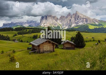 Blick auf die Seiser Alm. Castelruth, Südtirol, Trentino Südtirol, Italien, Europa. Stockfoto