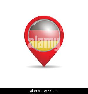 Realistische Deutschland Flagge mit Karte Pin Vektor Illustration Stock Vektor