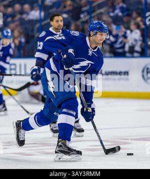 20. Oktober 2016: Braydon Coburn (55) vor dem Spiel zwischen den Colorado Avalanche und den Tampa Bay Lightning in der Amalie Arena in Tampa, Florida. Del Mecum/CSM(Kreditbild: &Copy; Del Mecum/CSM via ZUMA Wire) Stockfoto
