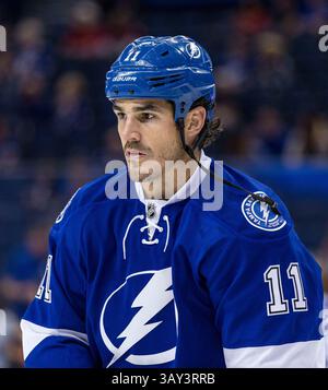 20. Oktober 2016: Tampa Bay Lightning Center Brian Boyle (11) vor dem Spiel zwischen der Colorado Avalanche und dem Tampa Bay Lightning in der Amalie Arena in Tampa, Florida. Del Mecum/CSM(Kreditbild: &Copy; Del Mecum/CSM via ZUMA Wire) Stockfoto