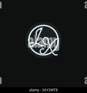 Initialen LX-Logo-Monogramm mit einfacher kreisförmiger, inspirierender Vektorgrafik Stock Vektor