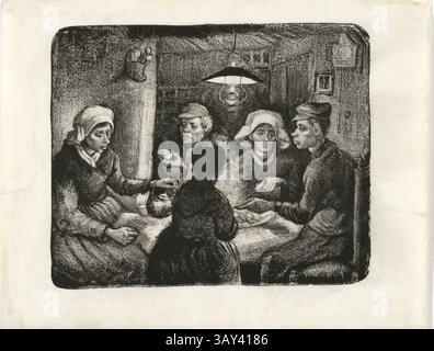 Titel: Die Kartoffelfresser Künstler: Vincent van Gogh Datum: 1885 Medium: Lithographie auf Japan-Papier Abmessungen: 26,5 x 32,5 cm Ort: Museo Nacional Thyssen-Bornemisza, Madrid Stockfoto