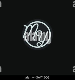 Initialen MEIN Logo-Monogramm mit einfacher, kreisförmiger Vektorgrafik Stock Vektor