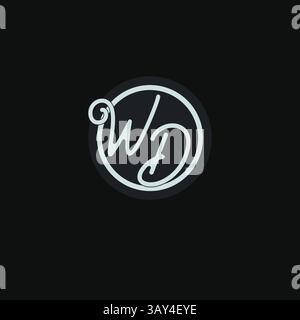 Initialen WD-Logo-Monogramm mit einfacher kreisförmiger Vektorgrafik Stock Vektor