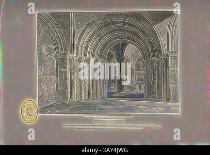 Ein kompliziertes Interieur mit gewölbten Steindecken und Säulen, die ein Gefühl von Tiefe und Pracht schaffen. Das Spiel von Licht und Schatten verstärkt die architektonischen Details und lädt zur Erkundung des Raumes ein., Eingang zur Temple Church, London, Temple Church Temple in London, signiert: Gravur von S. Sparrow, nach einer Zeichnung von J. C. Smith, Abb. 25, Pl. III, zu S. 16, Smith, J. C. (Zeichnung); Sparrow, S. (engr.), 1807, John Britton: the Architectural Antiquities of Great Britain: dargestellt und illustriert in einer Reihe von Ansichten, Erhebungen, Plänen, Abschnitten und Details verschiedener antiker englischer Sprache Stockfoto