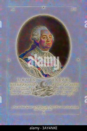 Ein Vintage-Porträt einer königlichen Figur, verziert in einem dekorativen Kleid, das einen Hauch von Autorität und Anmut ausstrahlt. Der künstlerische Rahmen zeigt kunstvolle Details, die die Besonderheiten und die Haltung des Motivs betonen. Der Name „Louis seize“ ist deutlich sichtbar, was auf eine historische Bedeutung hindeutet. Louis seize, König von Frankreich und Navarra, Ludwig XVI., König von Frankreich und Navarra, signiert: Bernard (del.); Ridé (Skulptur.), Blin (chez), A No 1, Bernard (del.); Ridé (sc.), Blin (chez), Antoine Francois Sergent-Marceau: Portraits des grands hommes, femmes illustres et sujets mémorables de France: Gravés Stockfoto