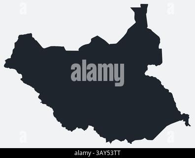 Südsudan Karte. Nur eine einfache Grenzkarte. Die Form des Landes. Flache leere Kontur des Südsudan. Abbildung der Vektorbegrenzung. Stock Vektor